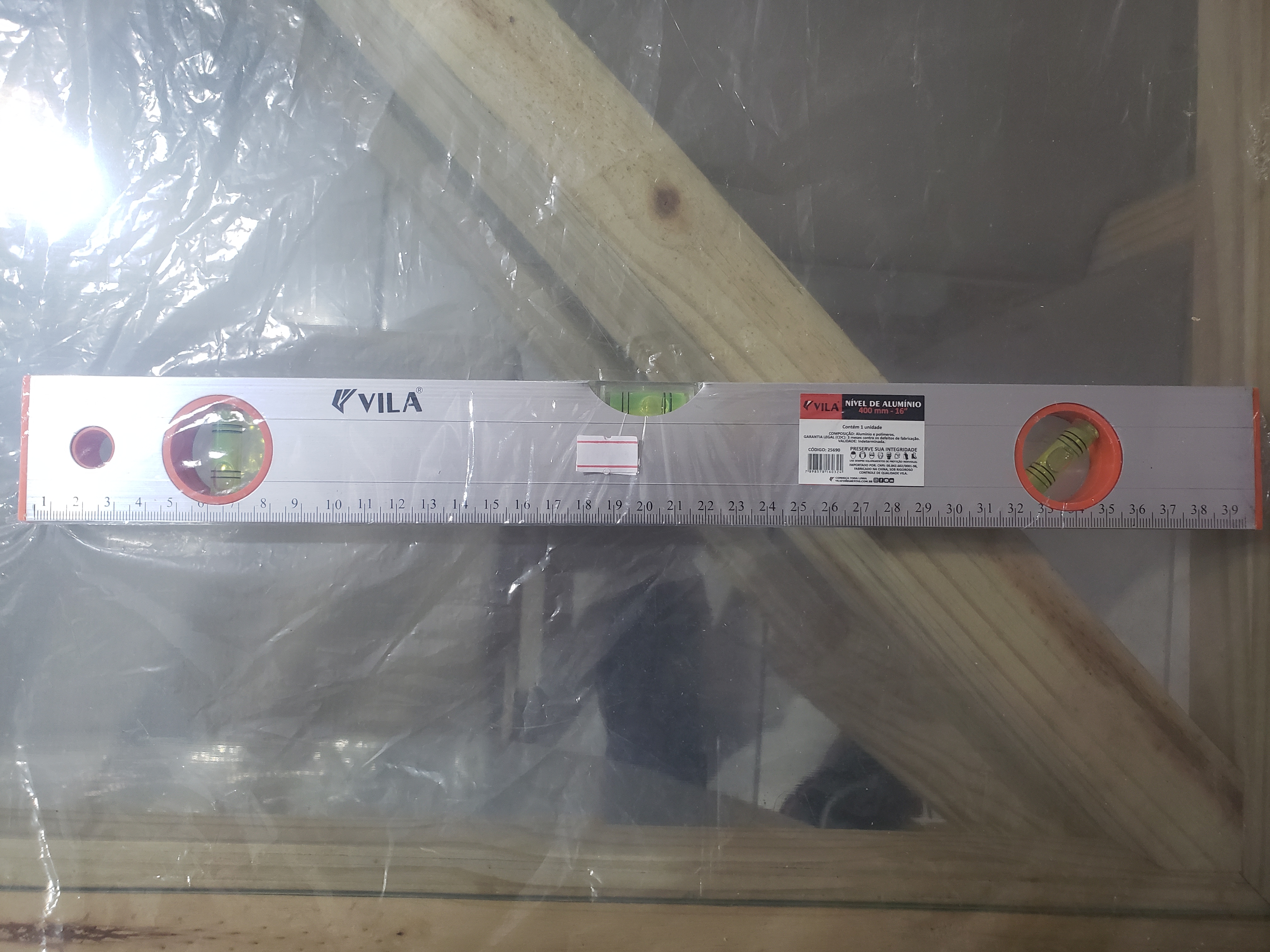 Nível Alumínio Vila 40 Cm 3 Bolhas