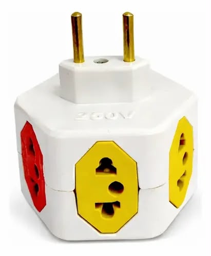 Adaptador Tomadas Bola Com Fusivel - 6 lados