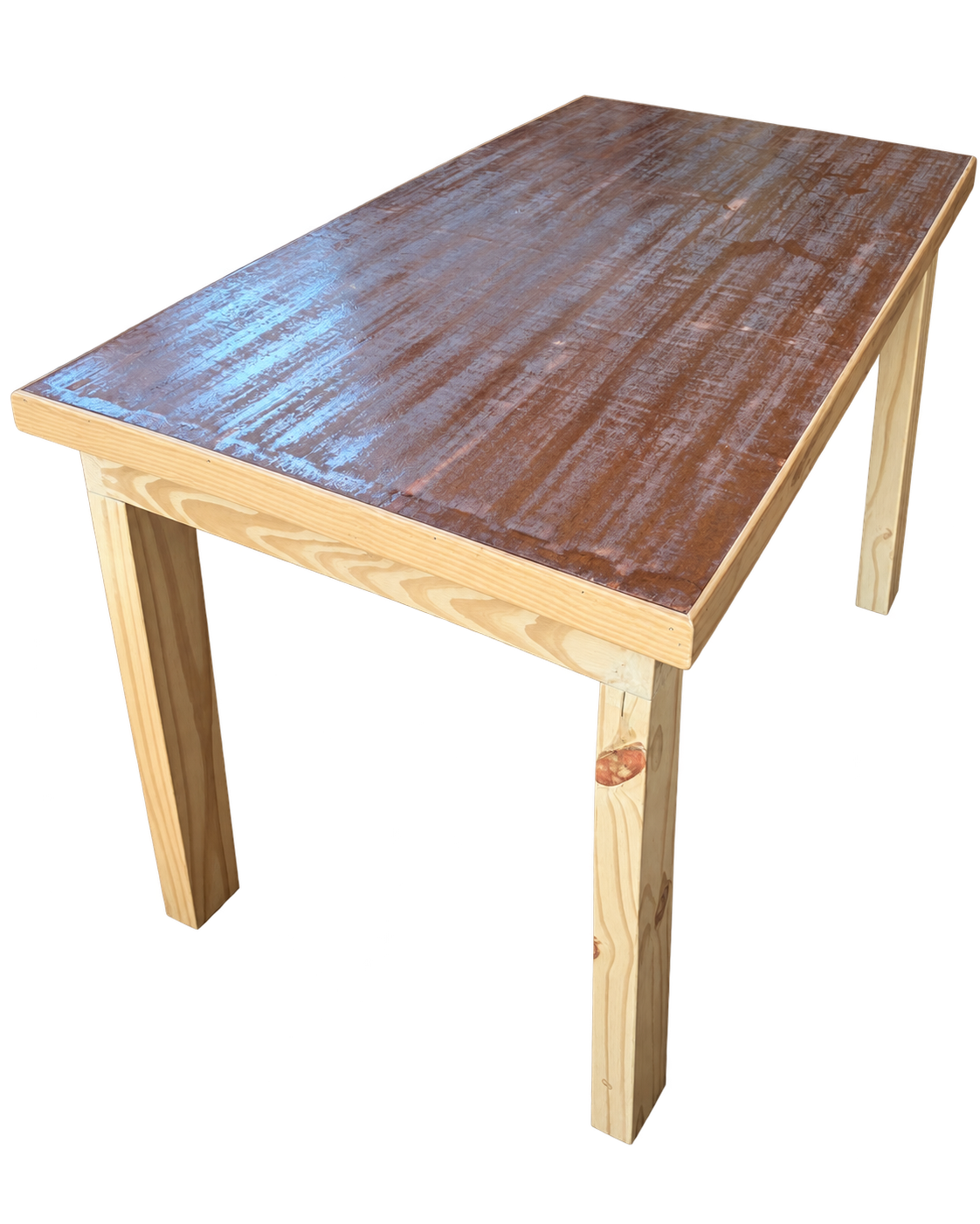 MOVEL LOJA Mesa Pinus Tratado Com Tampo Angelim Usado - 172x71.5x77 (C x L x A)