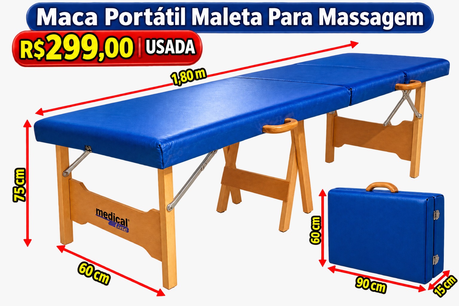 MOVEL LOJA Maca Portatil Maleta Para Massagem - USADA - foto 3